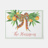 Aquarellfarben Orange Kariert Bow Weihnachten Fußmatte (Vorderseite)