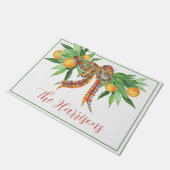 Aquarellfarben Orange Kariert Bow Weihnachten Fußmatte (Schrägansicht)