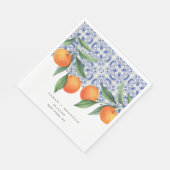 Aquarellfarben Orangefarbene blaue Fliesen mediter Serviette (Ecke)