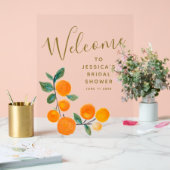 Aquarellfarben Orangen Frucht Rustikales Brautpart Acrylschild (Hochzeit)