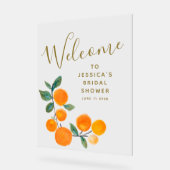 Aquarellfarben Orangen Frucht Rustikales Brautpart Acrylschild (Winkel)