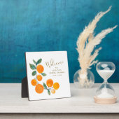 Aquarellfarben Orangen Frucht Rustikales Brautpart Fotoplatte (InSitu)