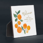Aquarellfarben Orangen Frucht Rustikales Brautpart Fotoplatte<br><div class="desc">Wasserfarben Orangen Frucht Rustikales Brautparty Willkommen Plaque</div>