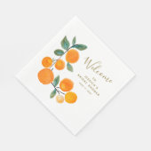 Aquarellfarben Orangen Frucht Rustikales Brautpart Serviette (Ecke)