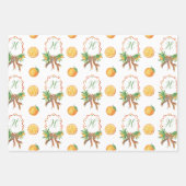 Aquarellfarben Orangen Kariert Bow Weihnachtsmonog Geschenkpapier Set (Vorderseite)