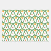 Aquarellfarben Orangen Kariert Bow Weihnachtsmonog Geschenkpapier Set (Vorderseite 3)