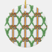 Aquarellfarben Orangen Kariert Bow Weihnachtsmonog Keramik Ornament (Hinten)