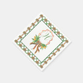 Aquarellfarben Orangen Kariert Bow Weihnachtsmonog Serviette (Ecke)