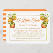 Aquarellfarben Orangen Kleine Süsse Gold Duschstre Einladung (Vorne/Hinten)