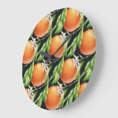 Aquarellfarben-Orangen: Zitrusfarbenes Muster Große Wanduhr (Winkel)