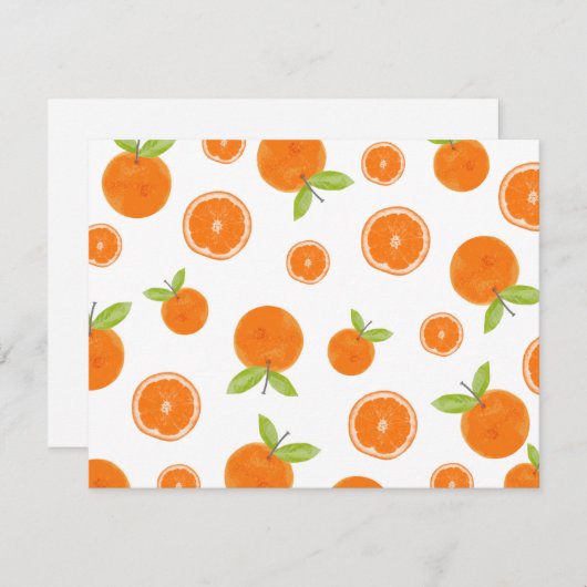 Aquarellfarben Orangen Zitrusfrüchte Mitteilungskarte (Vorne/Hinten)