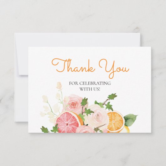 Aquarellfarben Orangenzitrus Thema Vielen Dank Karte (Vorderseite)