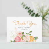 Aquarellfarben Orangenzitrus Thema Vielen Dank Karte (Stehend Vorderseite)