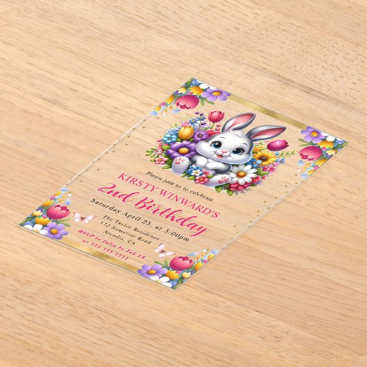 Aquarellfarben Osterkaninchen Frühlingsblumen Gebu Acryleinladungen (Ablage )