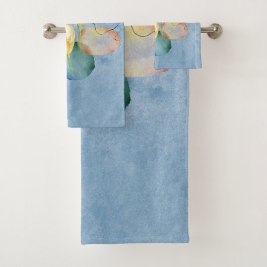 Aquarellfarben Osterlilien und geometrische Muster Badhandtuch Set (Insitu)