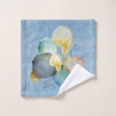 Aquarellfarben Osterlilien und geometrische Muster Badhandtuch Set (Waschlappen)