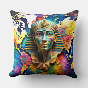 Aquarellfarben Paint & Pharoah Weltkarte Kopfkisse Kissen