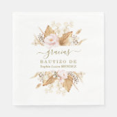 Aquarellfarben Pampas Gras Pink Blume Bautizo Serviette (Vorderseite)