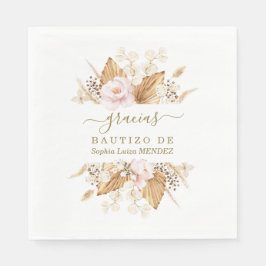Aquarellfarben Pampas Gras Pink Blume Bautizo Serviette
