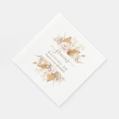 Aquarellfarben Pampas Gras Pink Blume Bautizo Serviette (Ecke)