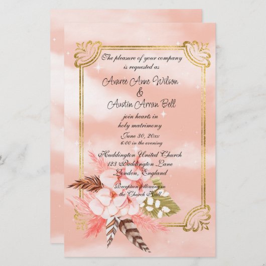 Aquarellfarben Pampas Gras und Gold (Vorne/Hinten)