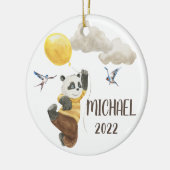 Aquarellfarben-Panda mit Balloon Monogram Child Keramik Ornament (Links)