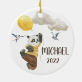 Aquarellfarben-Panda mit Balloon Monogram Child Keramik Ornament (Hinten)