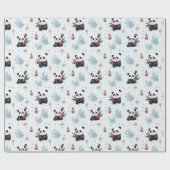 Aquarellfarben panda Winterurlaubsmuster Geschenkpapier (Flach)