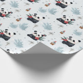 Aquarellfarben panda Winterurlaubsmuster Geschenkpapier (Ecke)
