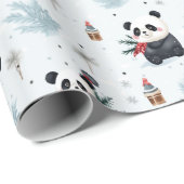 Aquarellfarben panda Winterurlaubsmuster Geschenkpapier (Rolleneckpunkt)