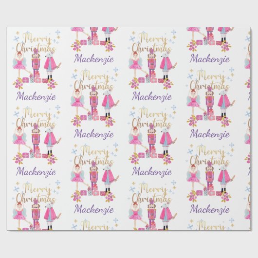 Aquarellfarben Pastell Nutcracker Weihnachten Geschenkpapier (Flach)