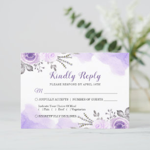 Aquarellfarben-Pastellfarben Lila Blumenzehen RSVP Karte