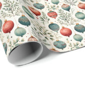 Aquarellfarben, Pastellfarben Weihnachtsbällchen Geschenkpapier (Rolleneckpunkt)