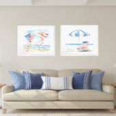 Aquarellfarben Patriotische Red White & Blue Beach Poster