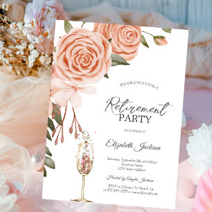 Aquarellfarben Peach Blush Blume Champagner Erhalt Einladung