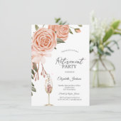 Aquarellfarben Peach Blush Blume Champagner Erhalt Einladung (Stehend Vorderseite)