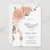 Aquarellfarben Peach Blush Blume Champagner Erhalt Einladung (Vorderseite)