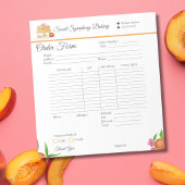 Aquarellfarben Peach Cake Bakery Receipts Notepad Notizblock