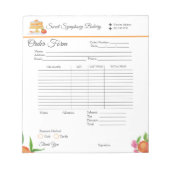 Aquarellfarben Peach Cake Bakery Receipts Notepad Notizblock (Vorderseite)