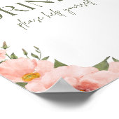 Aquarellfarben Peach Floral Beverage Poster (Ecke)