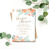 Aquarellfarben Peach Floral Brautparty Party Einladung