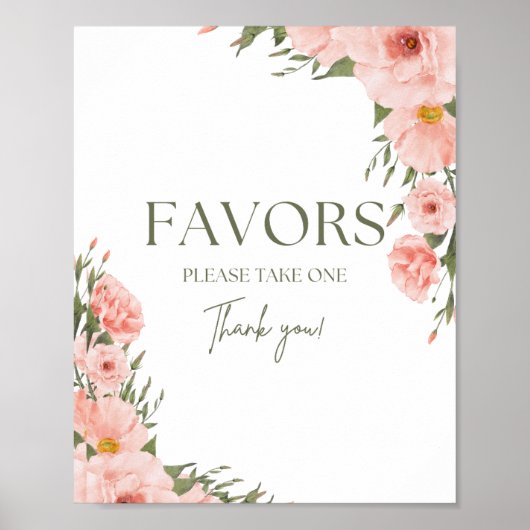 Aquarellfarben Peach Floral Favoriten Poster (Vorne)
