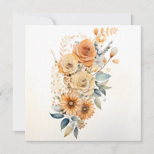 Aquarellfarben Peach Floral Print Dankeskarte