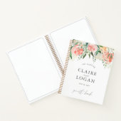 Aquarellfarben Peach Rose Floral Wedding Gästebuch Notizblock (Innenseite)