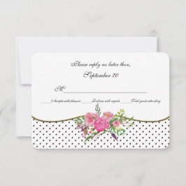 Aquarellfarben-Peonies und Punkte-Hochzeitskarte RSVP Karte
