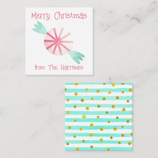 Aquarellfarben Peppermint Weihnachtsgeschenke Umsc Mitteilungskarte (Vorne/Hinten)