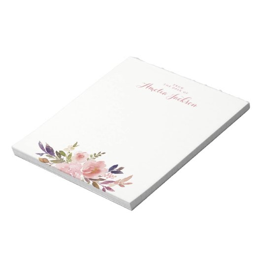 Aquarellfarben Personalisiert rosa Stationierung Notizblock (Rotiert)