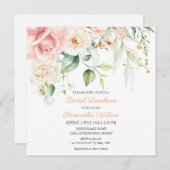 Aquarellfarben Pfirsich Rosa Blume Brautparty I Einladung (Vorne/Hinten)