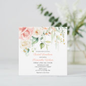 Aquarellfarben Pfirsich Rosa Blume Brautparty I Einladung (Stehend Vorderseite)