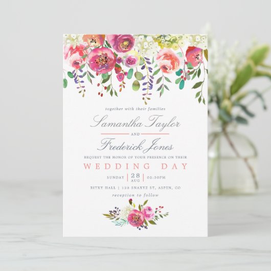 Aquarellfarben Pfirsichpfirsichfarben Einladung zu (Stehend Vorderseite)